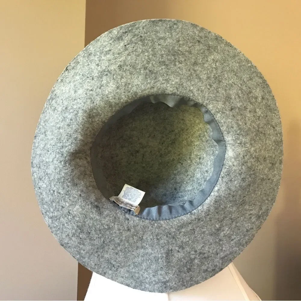 Lucky Brand Women's Felted Wool Roped Band Gray Floppy Boho Fall Winter Sun Hat